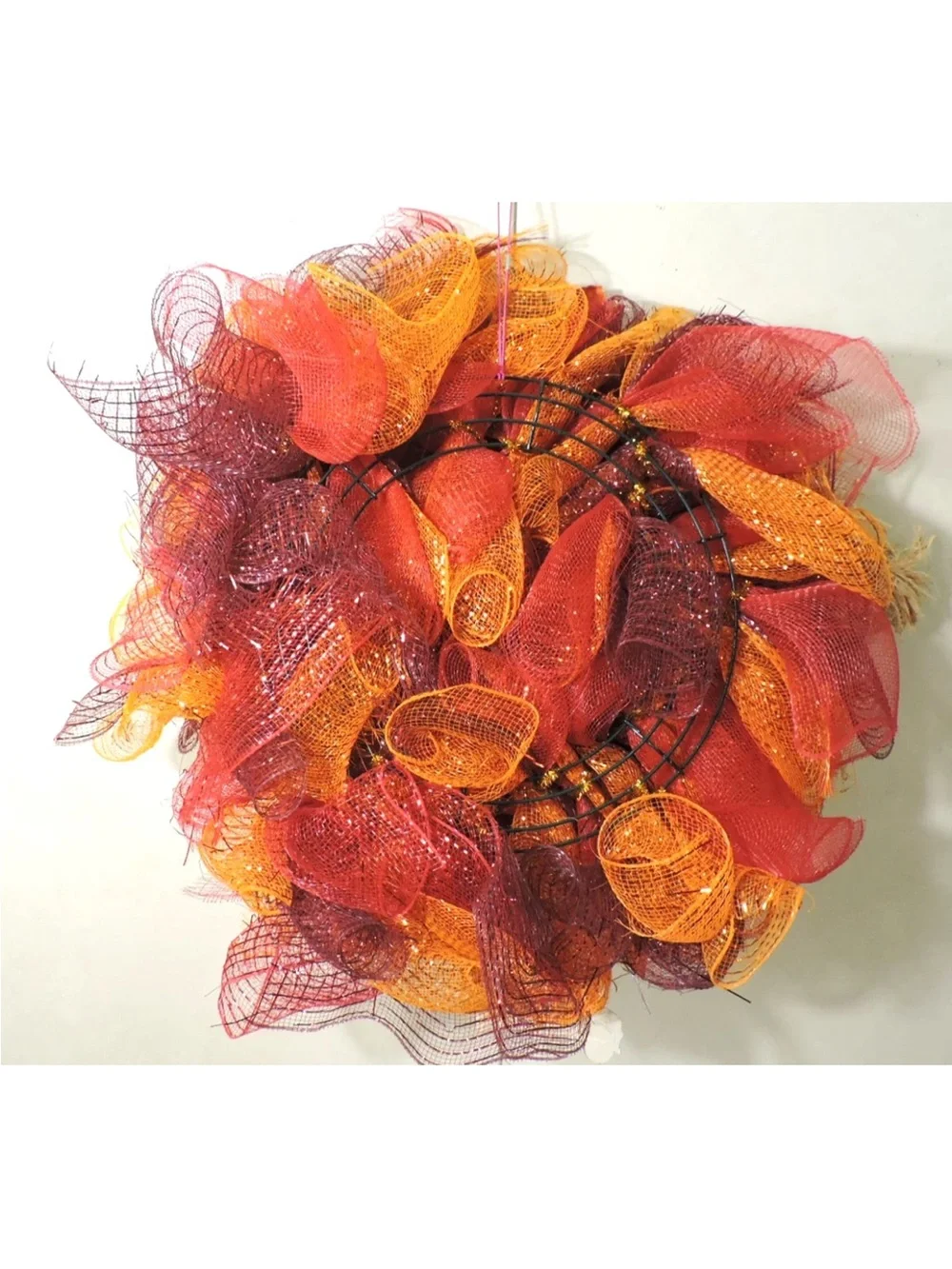 Autumn 'Eat, Drink & Be Thankful' Fall Wreath - Orange & Burgundy